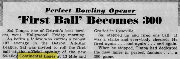 Continental Lanes - Sep 8 1962 Article (newer photo)